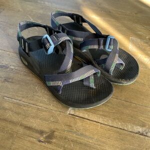 Chaco Black and Green Strappy Sandals